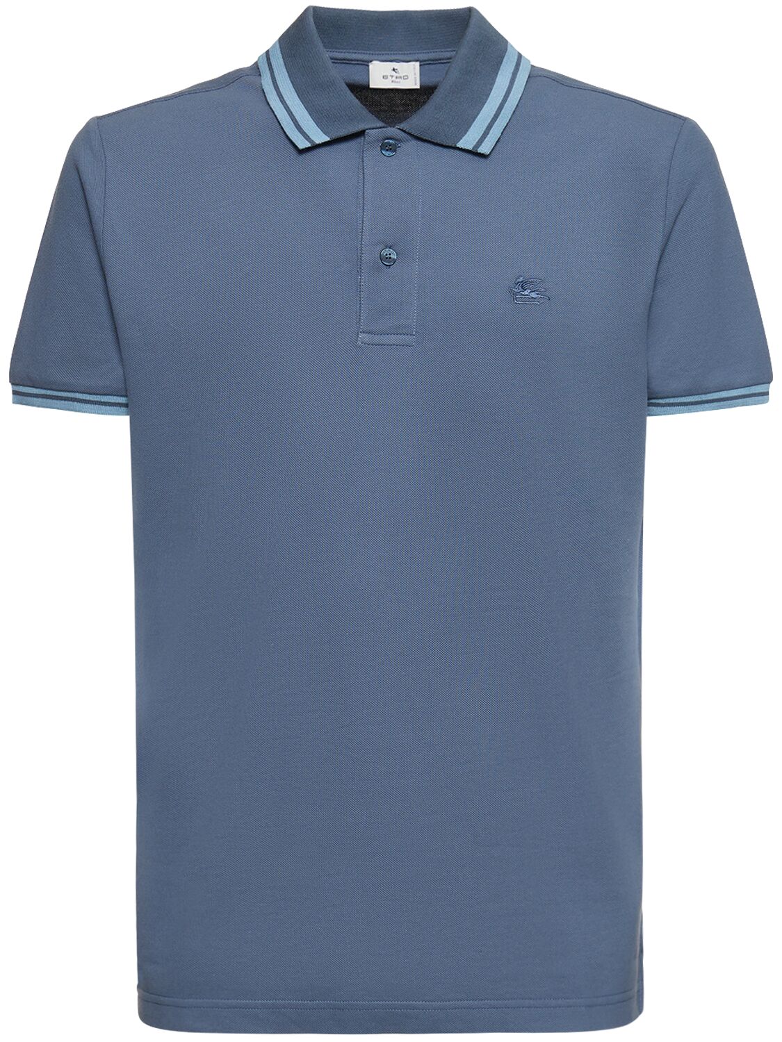 Etro Logo Cotton Polo In Open Blue