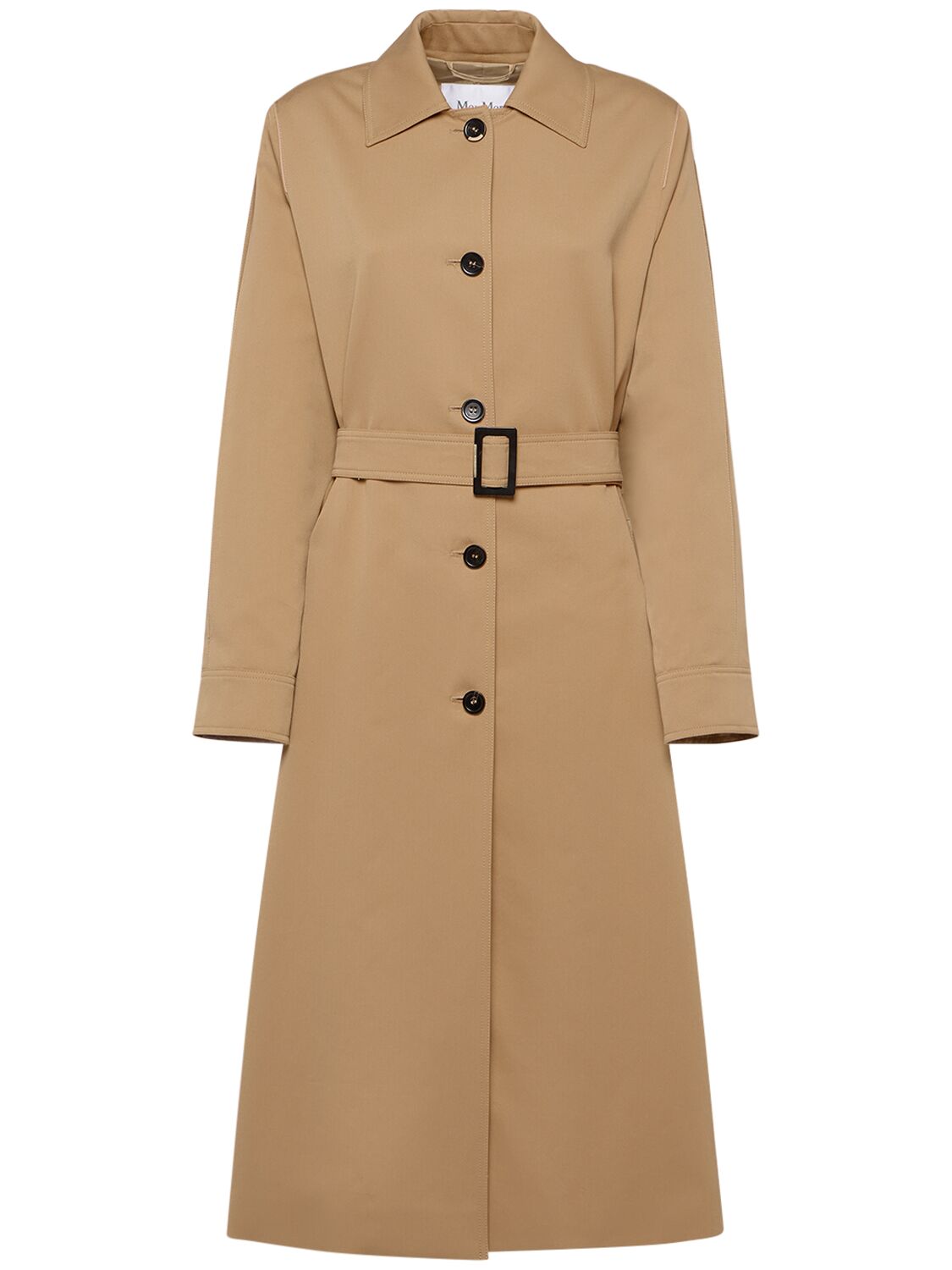 Max Mara Rieti Cotton Gabardine Long Trench Coat In Camel