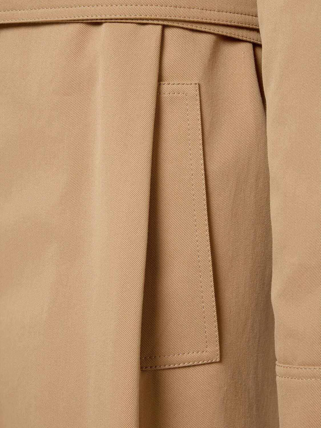 Shop Max Mara Rieti Cotton Gabardine Long Trench Coat In Camel