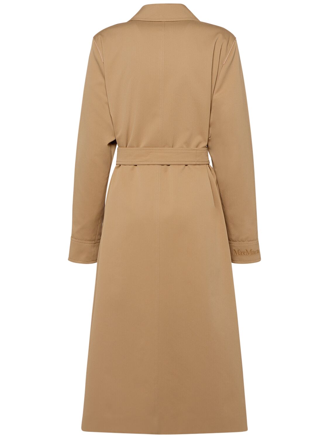 Shop Max Mara Rieti Cotton Gabardine Long Trench Coat In Camel