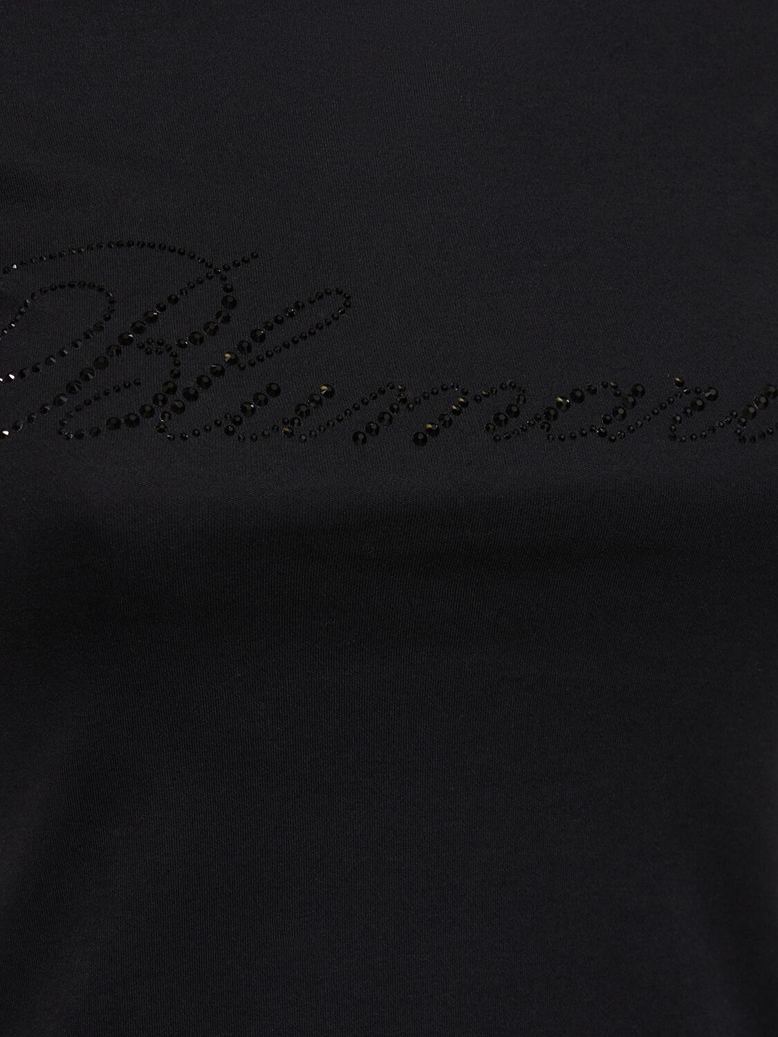 Shop Blumarine Crystal Logo Cotton Jersey T-shirt In Black