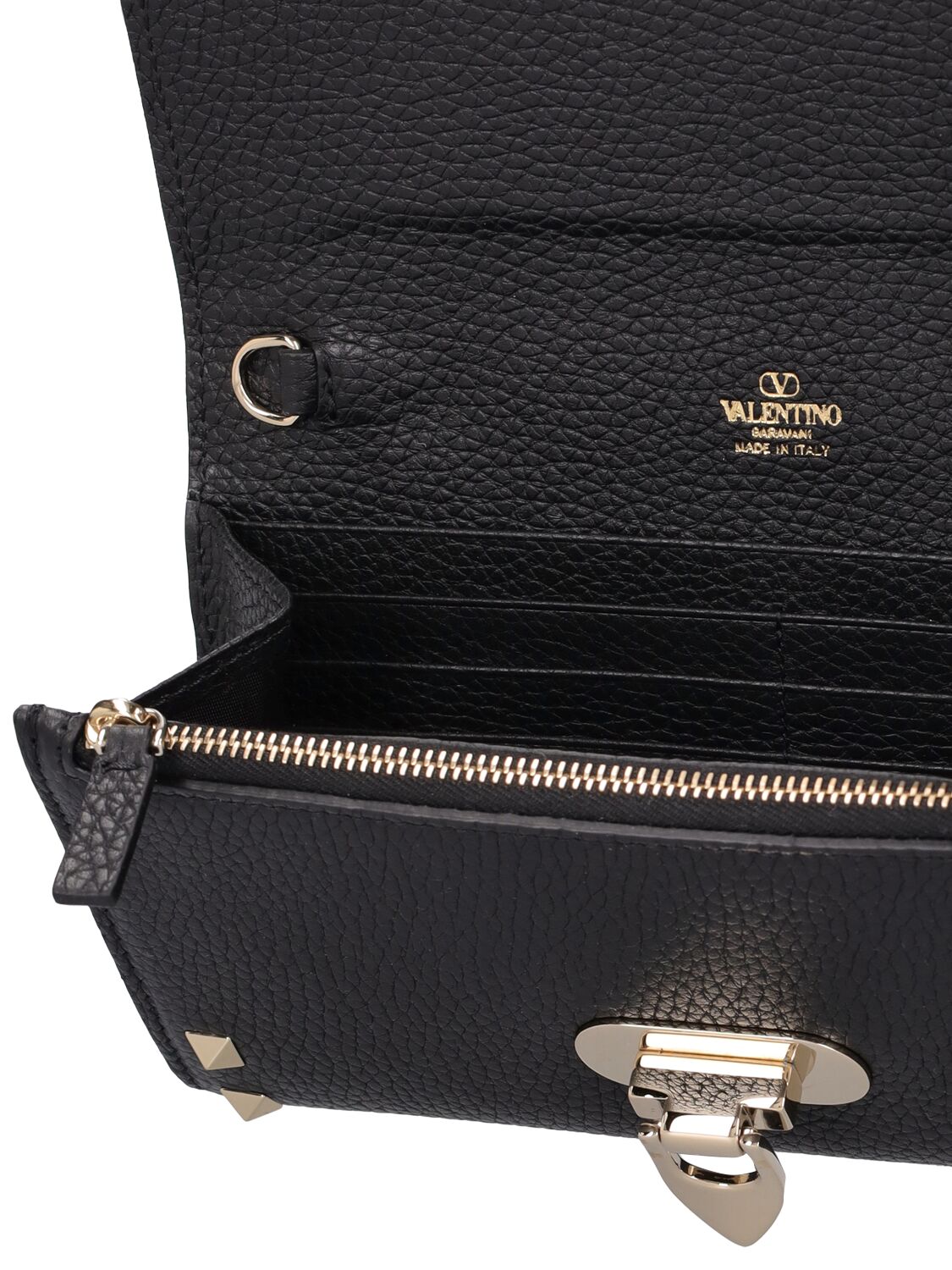 Shop Valentino Rockstud Grained Leather Shoulder Bag In Black