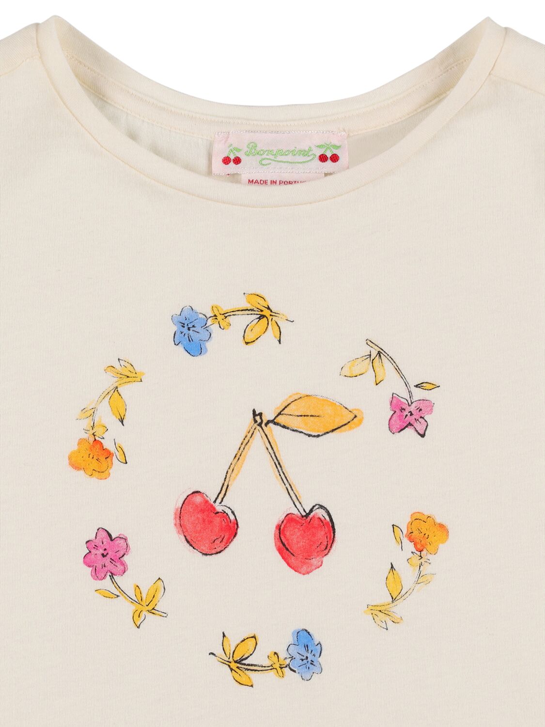Shop Bonpoint Printed Cotton Jersey T-shirt In Beige