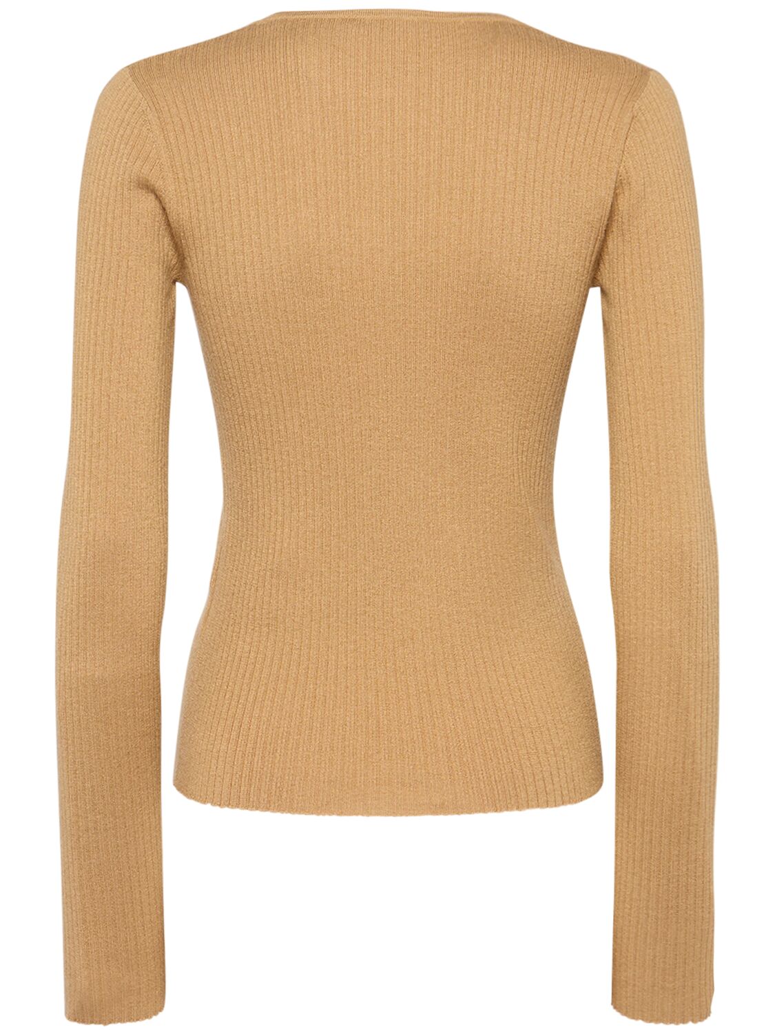 Shop Max Mara Urlo Silk & Cashmere Long Sleeve Top In Camel