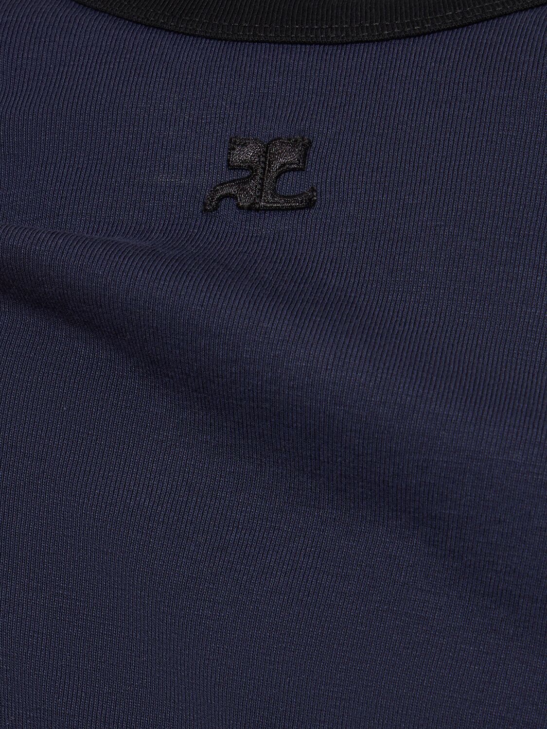 Shop Courrèges Bumpy Contrast Jersey T-shirt In Navy,black
