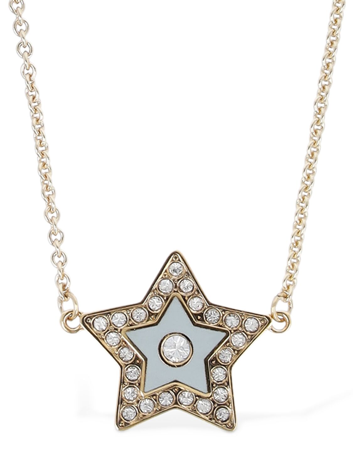 Tory Burch Kira Crystal Star Pendant Necklace In Gold,blue