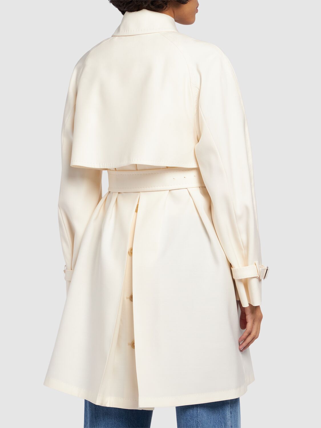 MAX MARA ZAGARA WOOL & SILK SHORT TRENCH COAT 