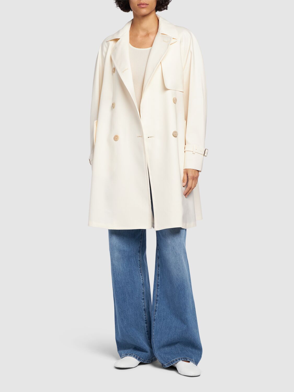 MAX MARA ZAGARA WOOL & SILK SHORT TRENCH COAT 