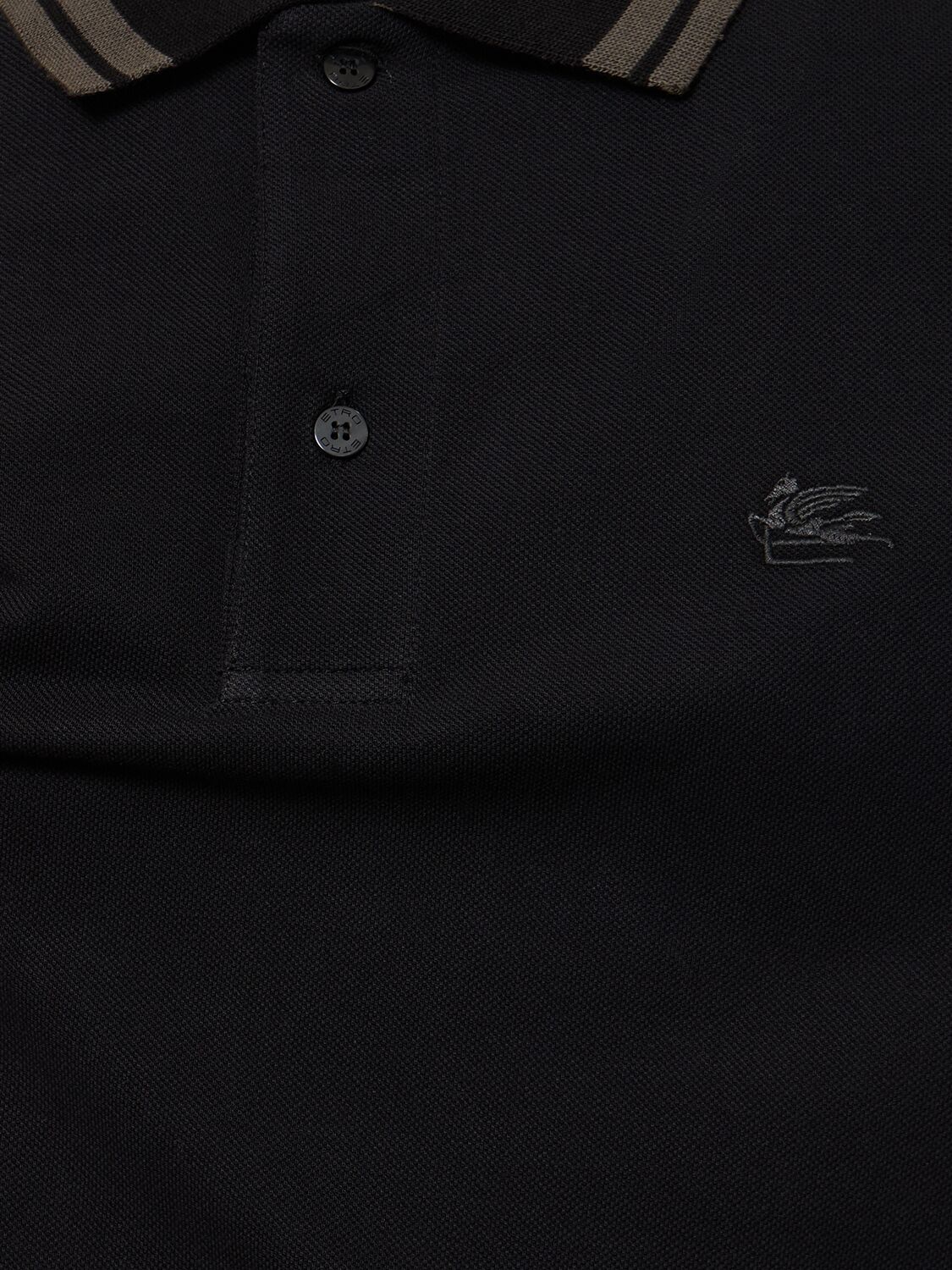 Shop Etro Logo Cotton Polo In Black