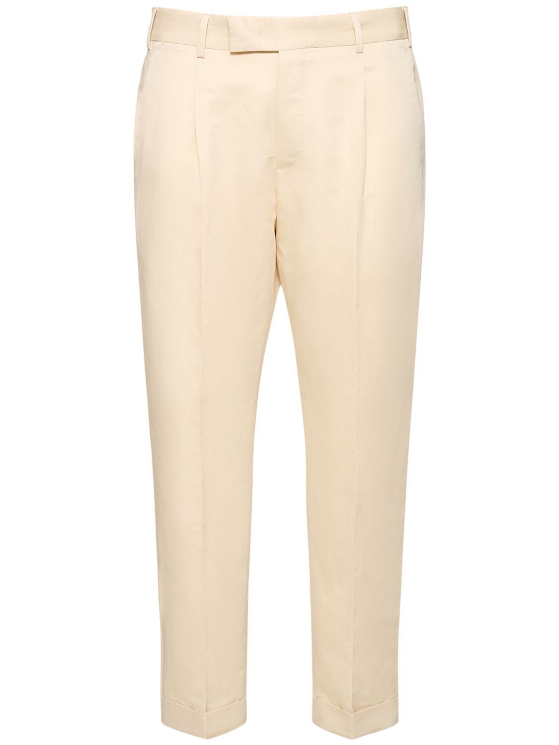 Shop Pt Torino Rebel Cotton & Linen Pants In Panna
