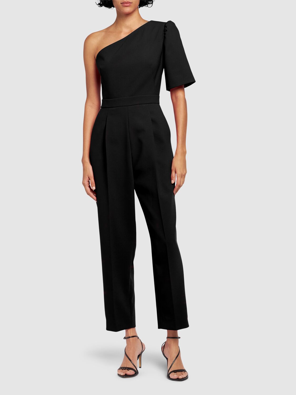 Shop Max Mara Smalto One-sleeve Jumpsuit In Black