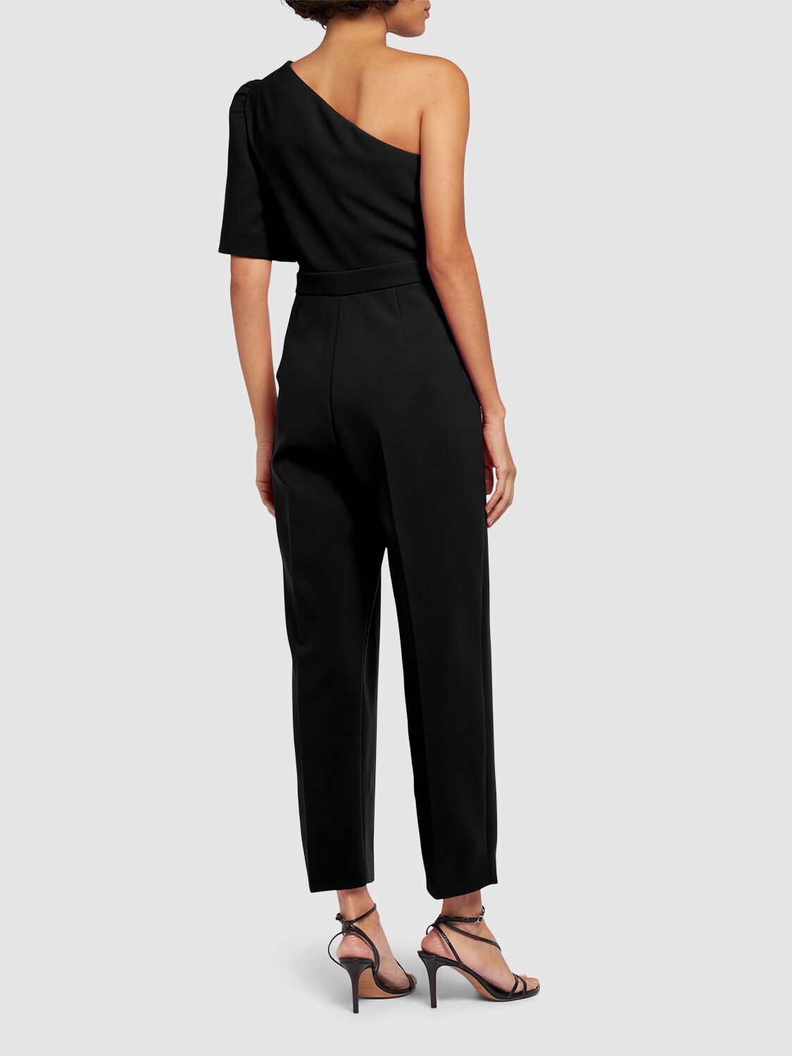 Shop Max Mara Smalto One-sleeve Jumpsuit In Black