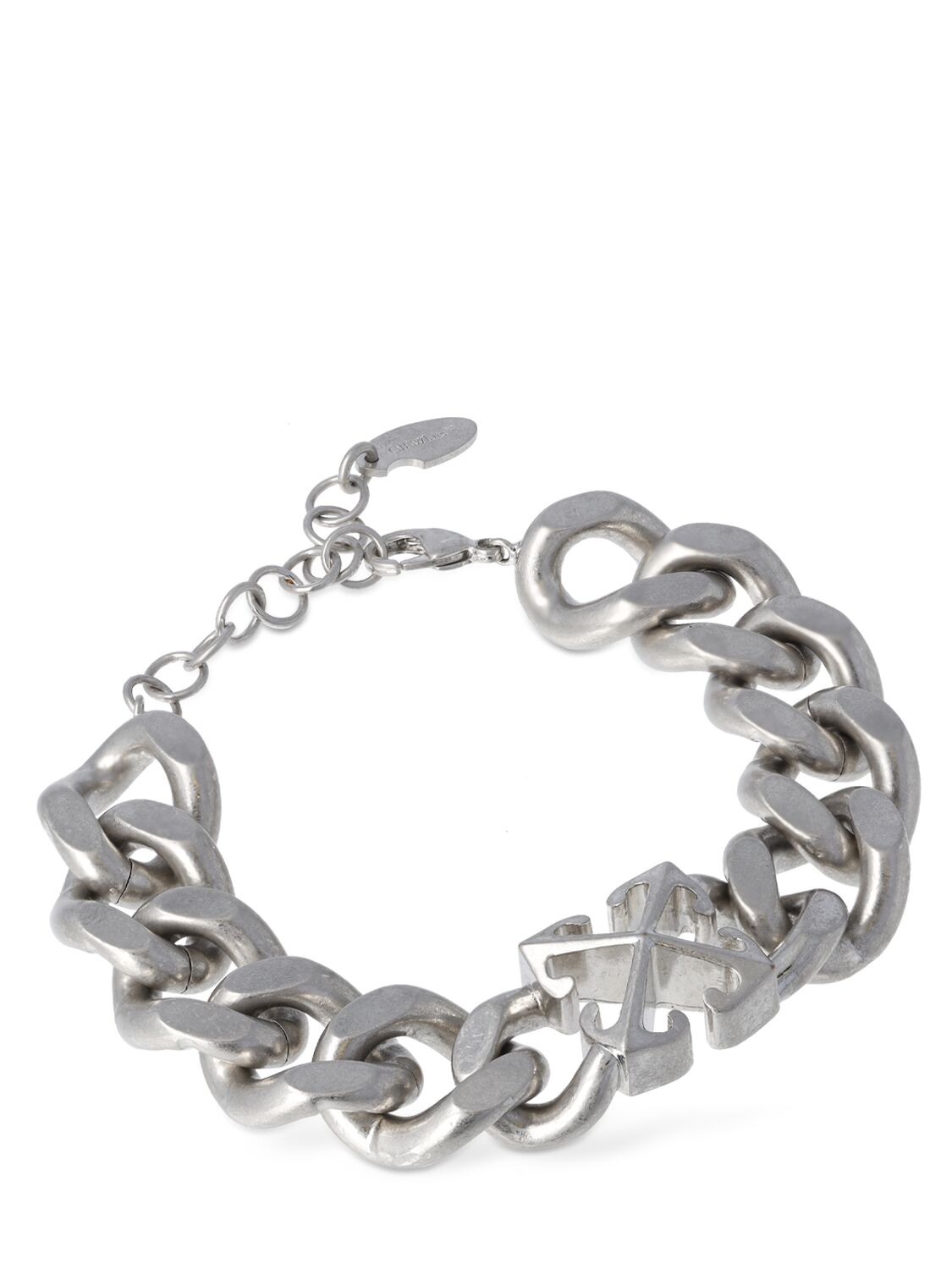 Shop Off-white Arrow Chain Brass Bracelet In Silver