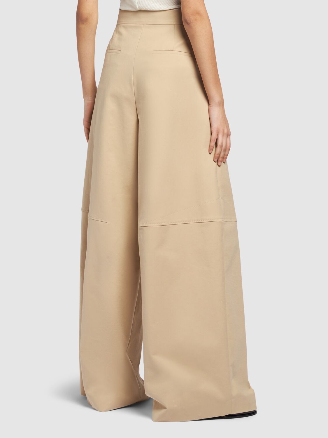 Shop Max Mara Avoriaz Cotton Double Canvas Wide Pants In Honey