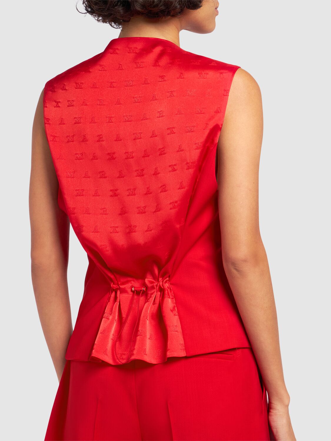 Max Mara Zuai Virgin Wool Suiting Waistcoat In Red