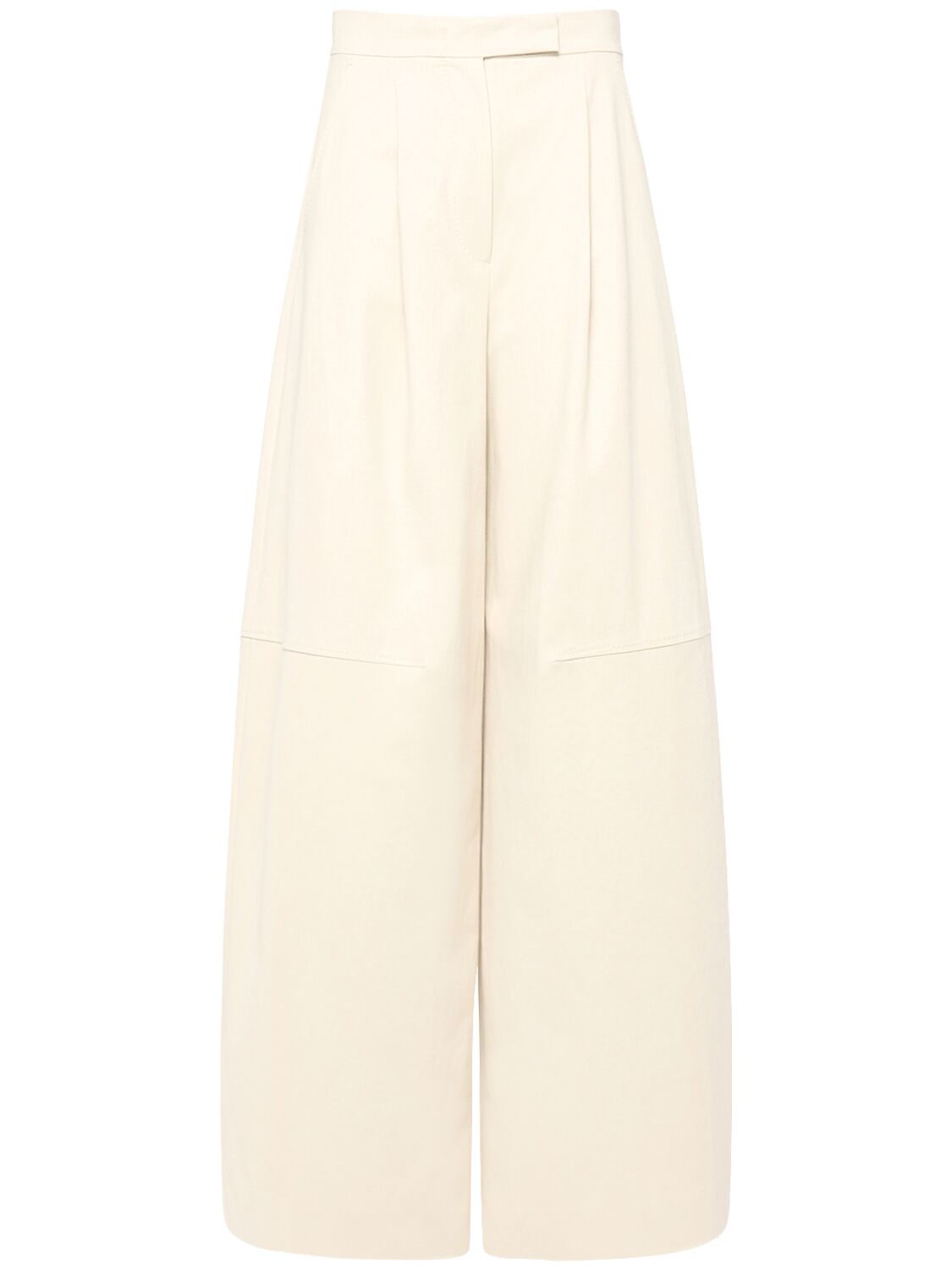 Max Mara Avoriaz Cotton Double Canvas Wide Pants In Ivory