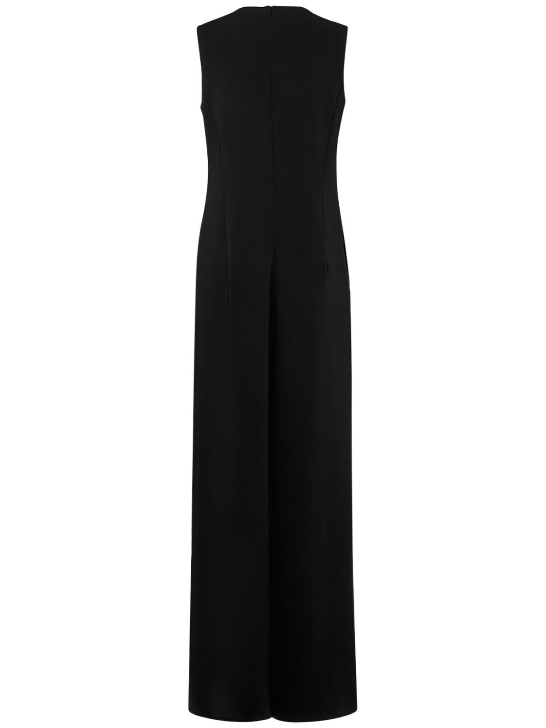 Shop Max Mara Sondrio Belted Cady Long Jumpsuit In Black