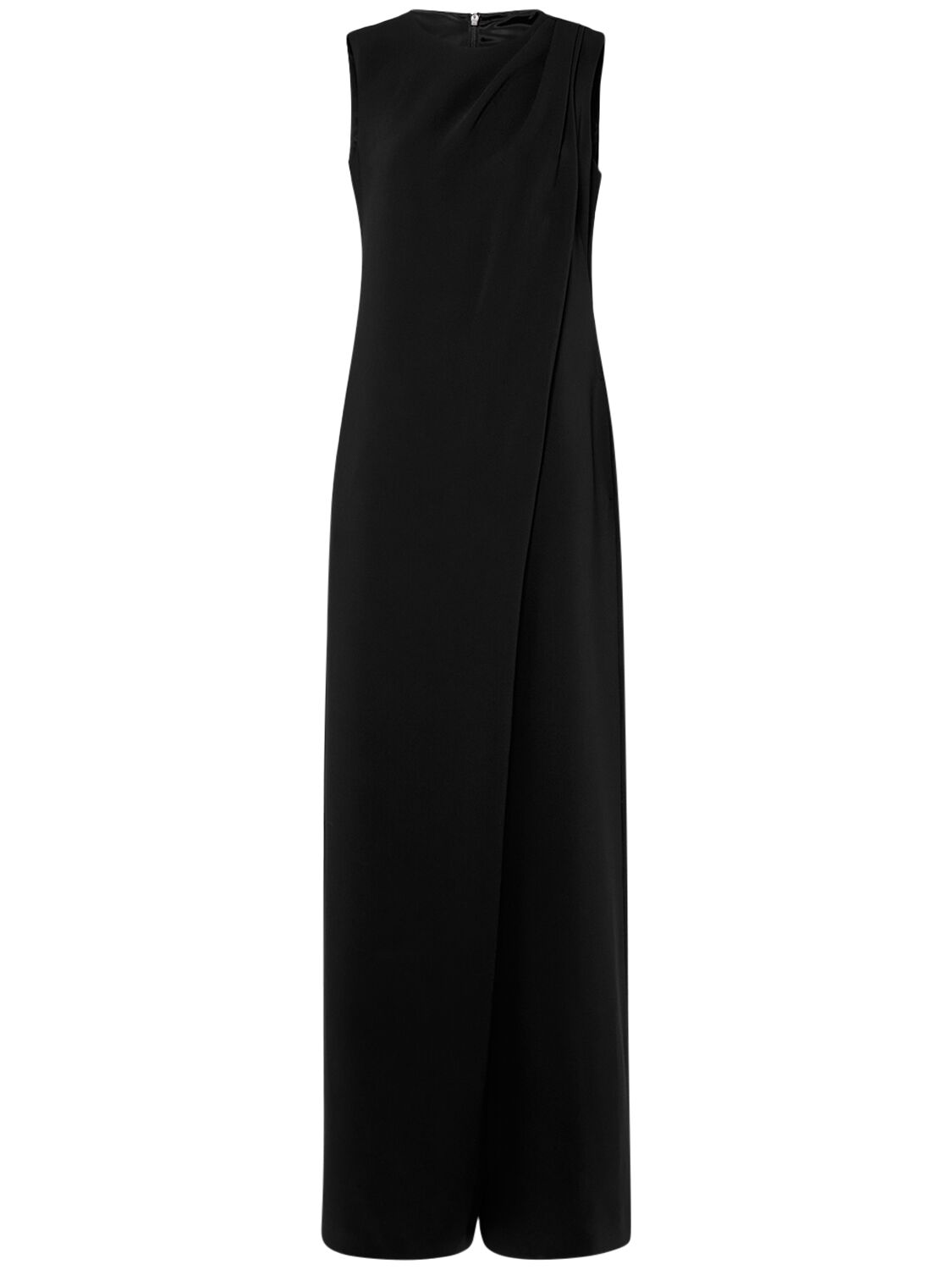 Shop Max Mara Sondrio Belted Cady Long Jumpsuit In Black