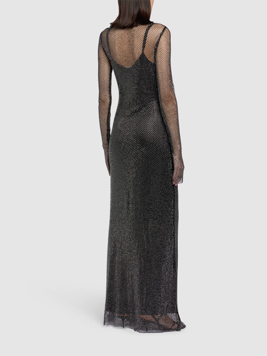 Shop Sportmax Embellished Mesh Maxi Dress In Black