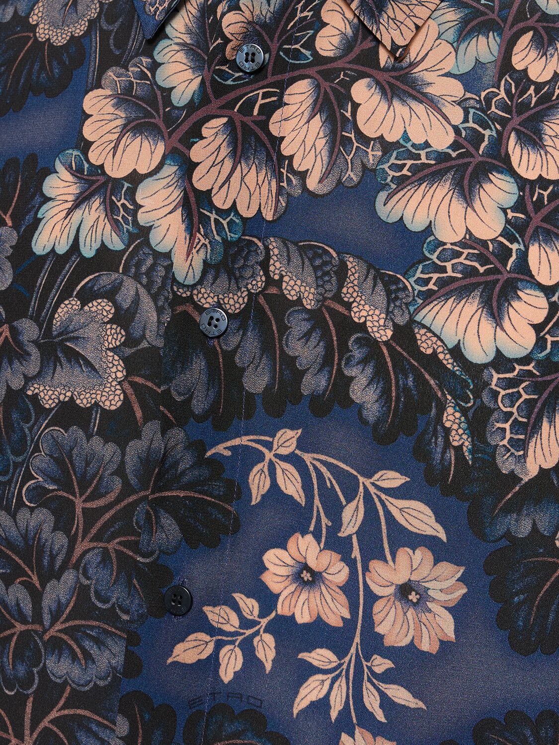 Shop Etro Floral Silk Long Sleeve Shirt In Blue