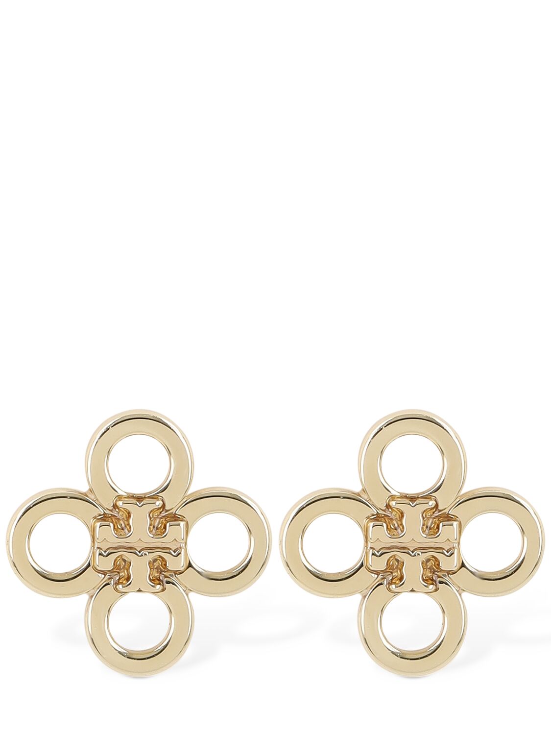 Shop Tory Burch Kira Clover Pavé Pendant & Stud Set In Gold,crystal