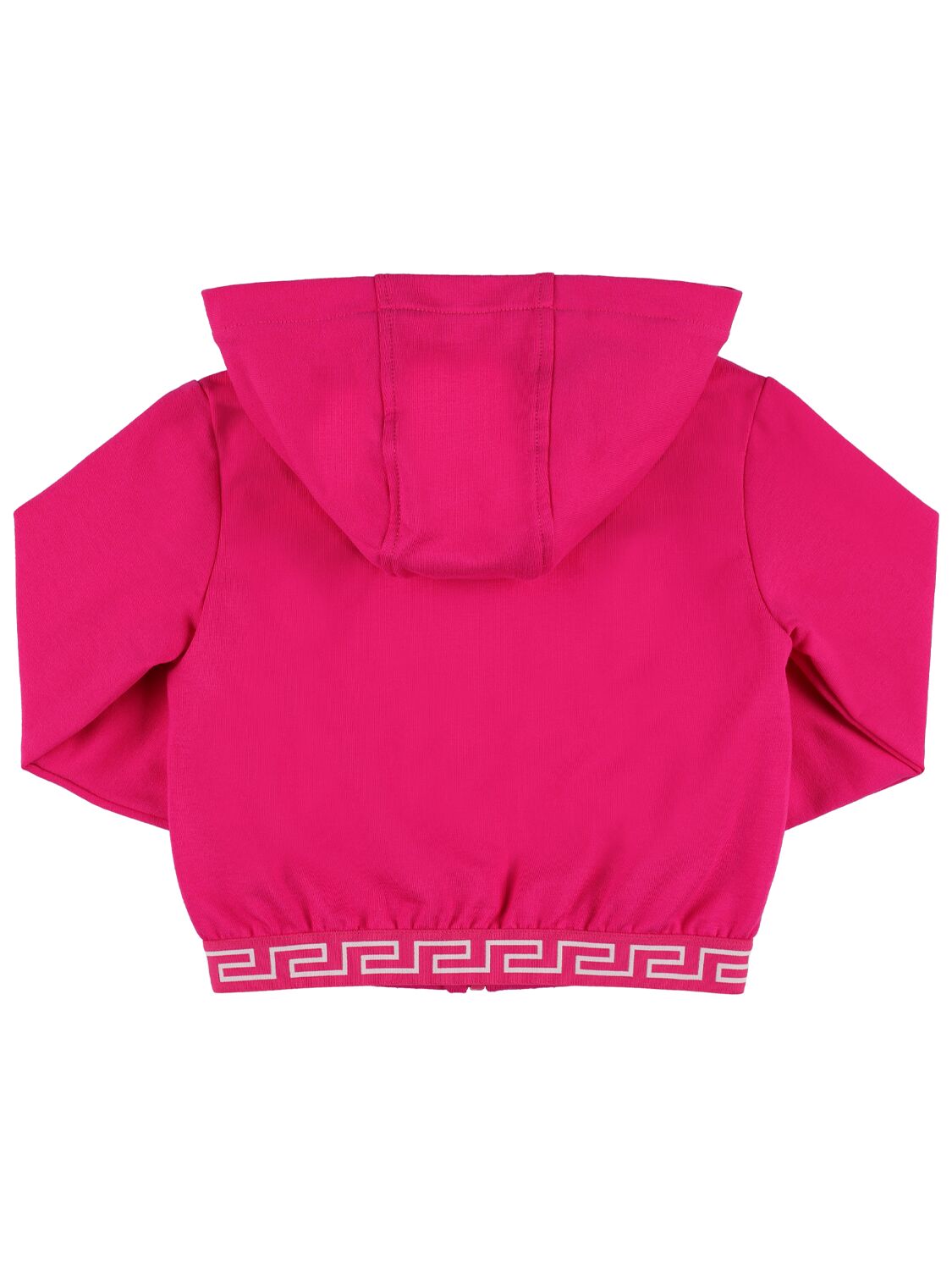 Shop Versace Embroidered Cotton Blend Sweatshirt In Fuchsia