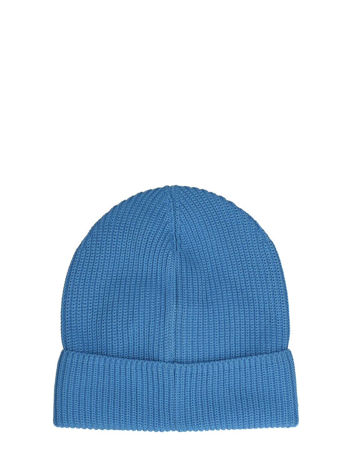 Shop Moncler Logo Detail Cotton Beanie In Blue