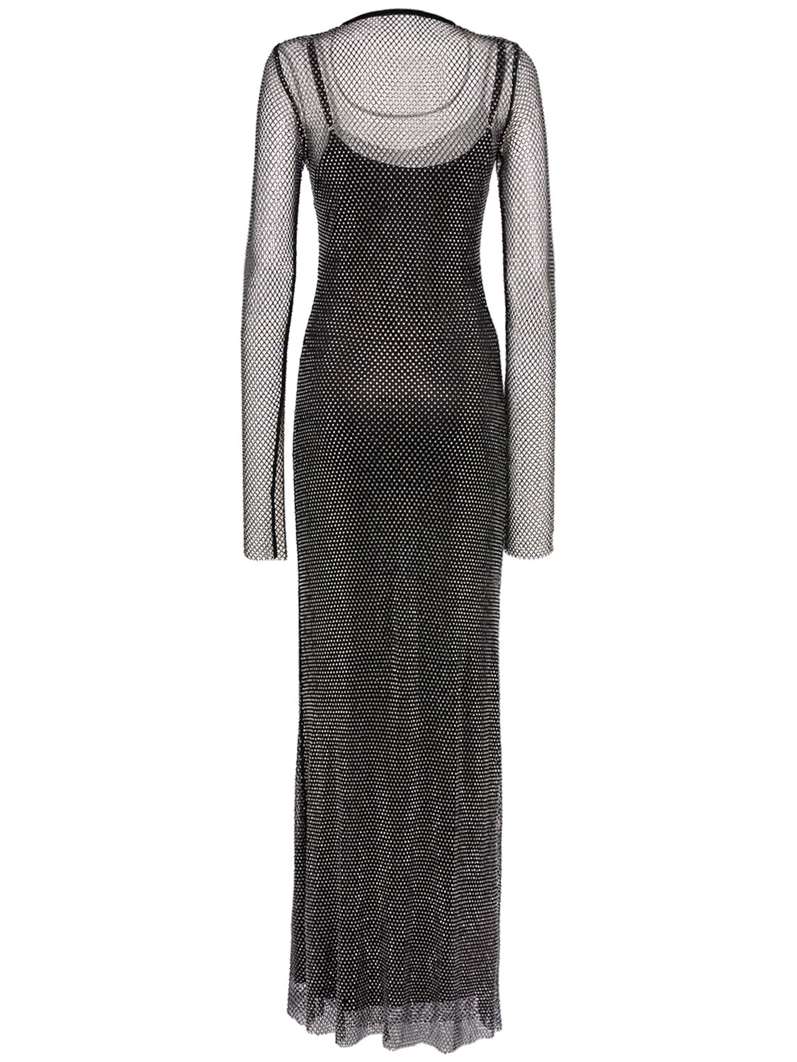 Shop Sportmax Embellished Mesh Maxi Dress In Black