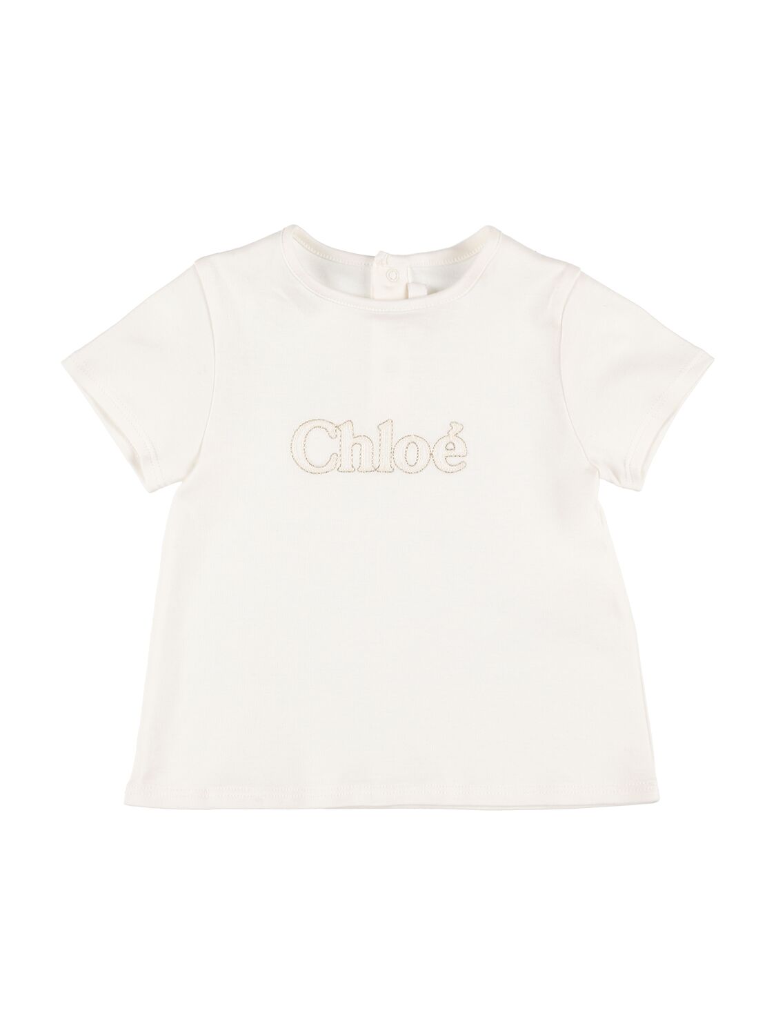 Chloé Kids' Organic Cotton Jersey T-shirt In Off-white