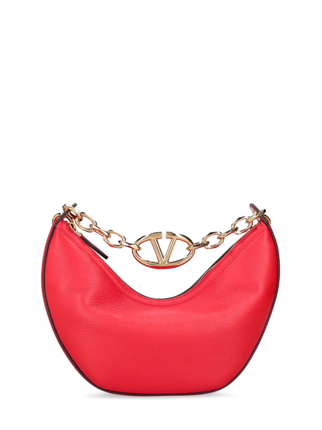 Valentino Garavani Small V Logo Gate Leather Top Handle Bag In Rouge Pur