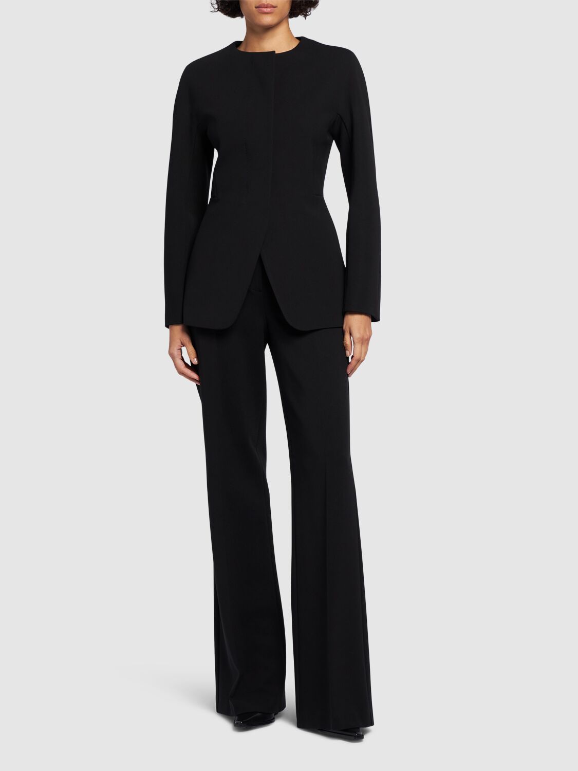 Shop Max Mara Norcia Viscose Jersey Straight Pants In Black