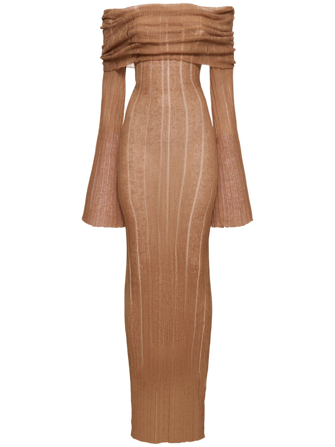 Shop Aya Muse Atra Linen Blend Long Dress In Brown