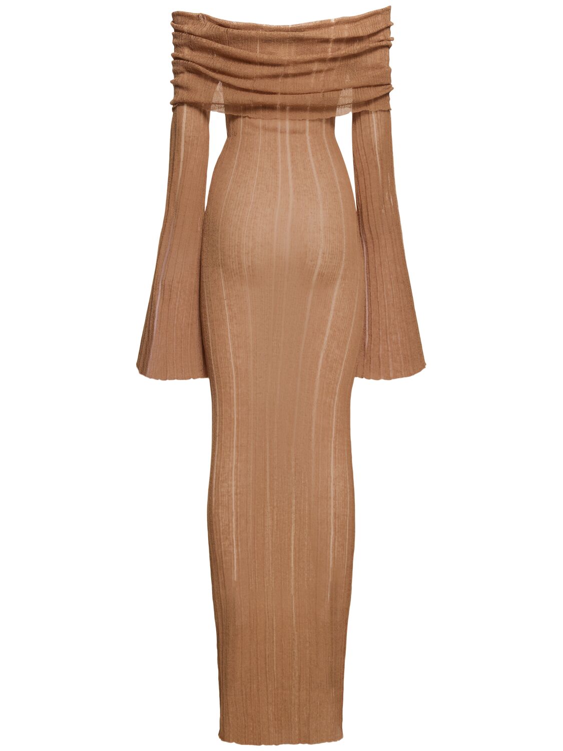 Shop Aya Muse Atra Linen Blend Long Dress In Brown