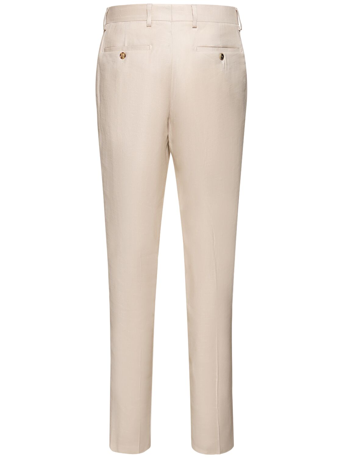 Shop Lardini Linen Blend Straight Pants In Beige