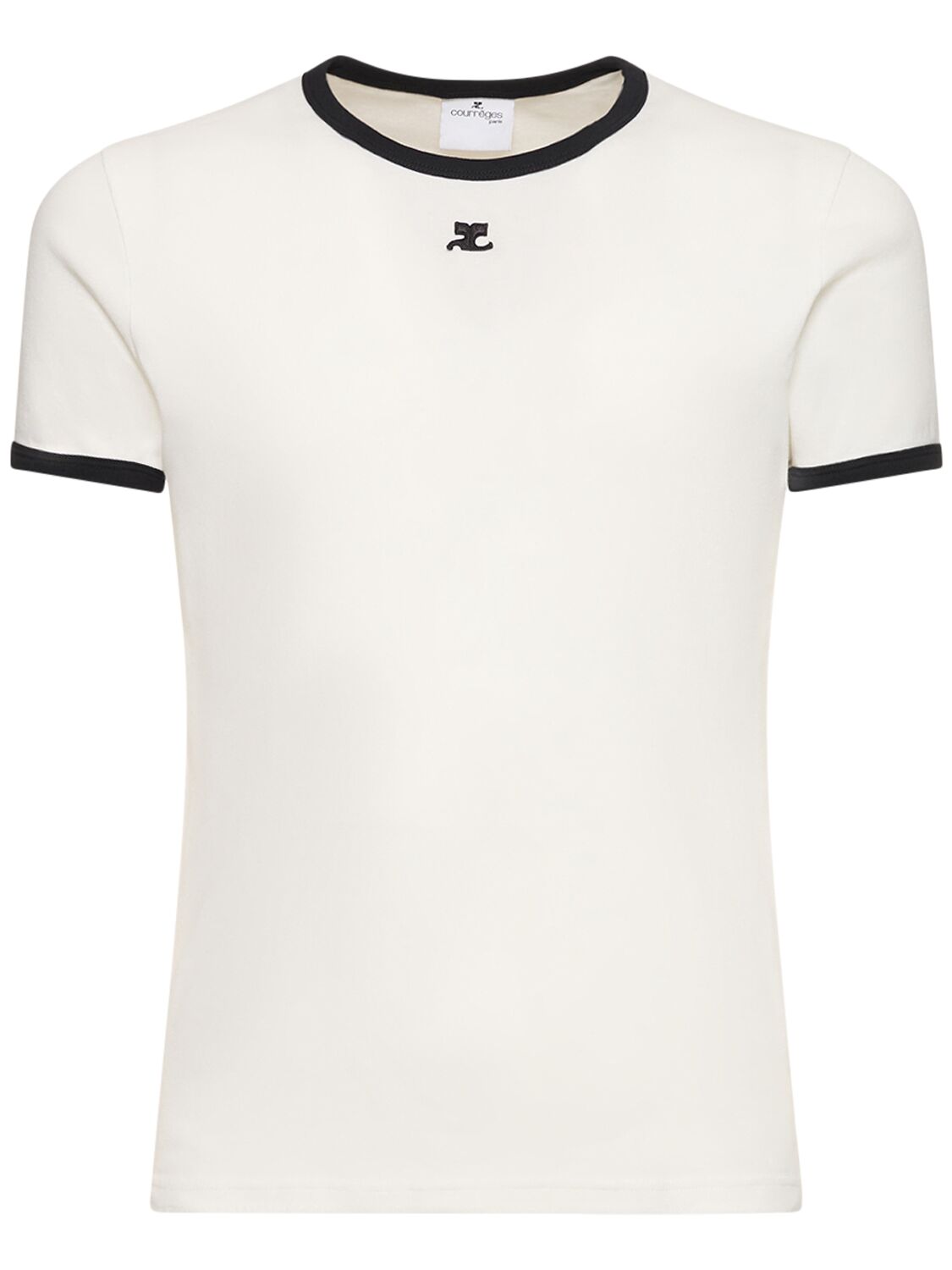 Shop Courrèges Bumpy Contrast Jersey T-shirt In White,black