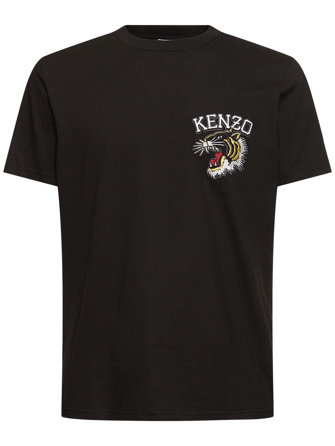 Shop Kenzo Tiger Embroidery Cotton Jersey T-shirt In Black
