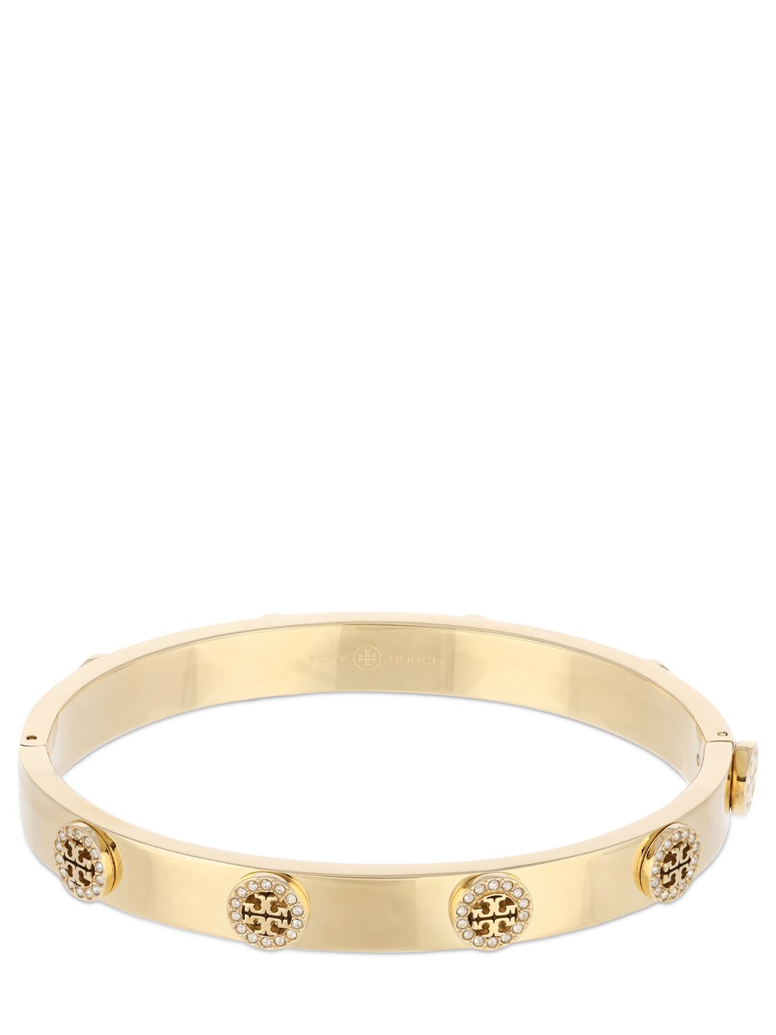Tory Burch Miller Stud Pavé Hinge Bracelet In Gold,crystal