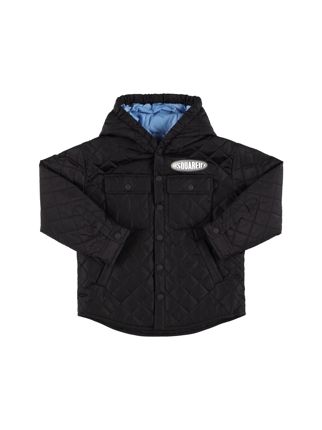Dsquared2 Kids' Hooded Quilted Nylon Jacket In Black