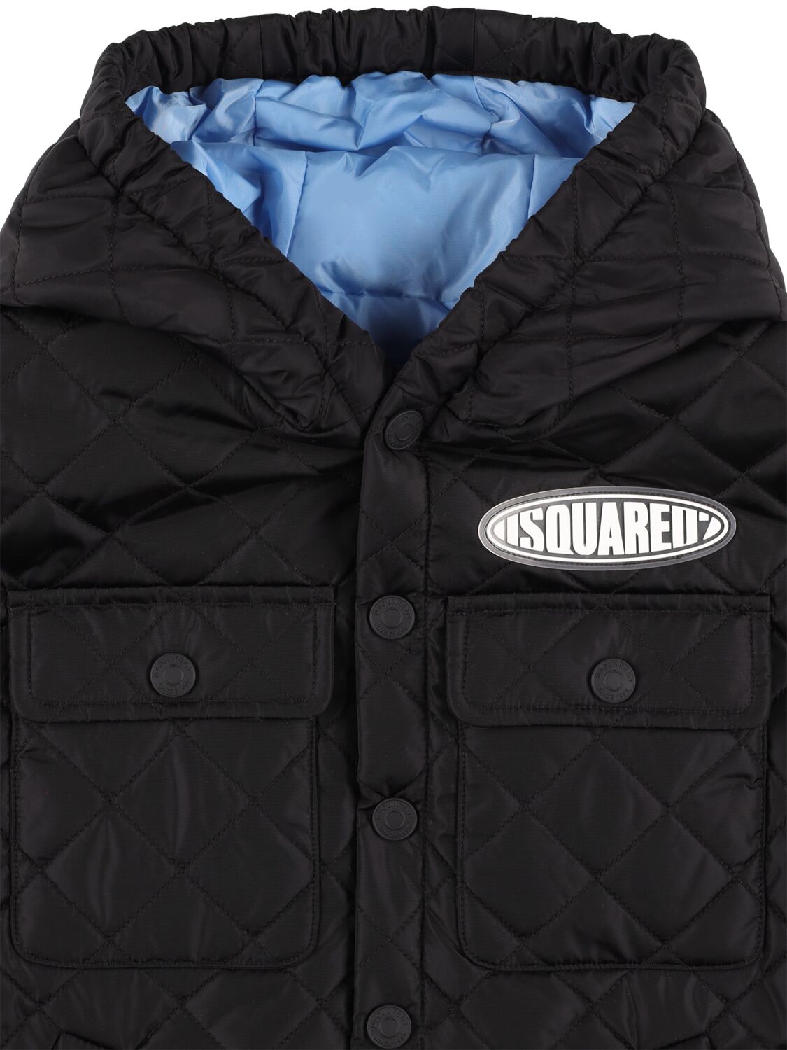 Shop Dsquared2 Hooded Quilted Nylon Jacket In Black