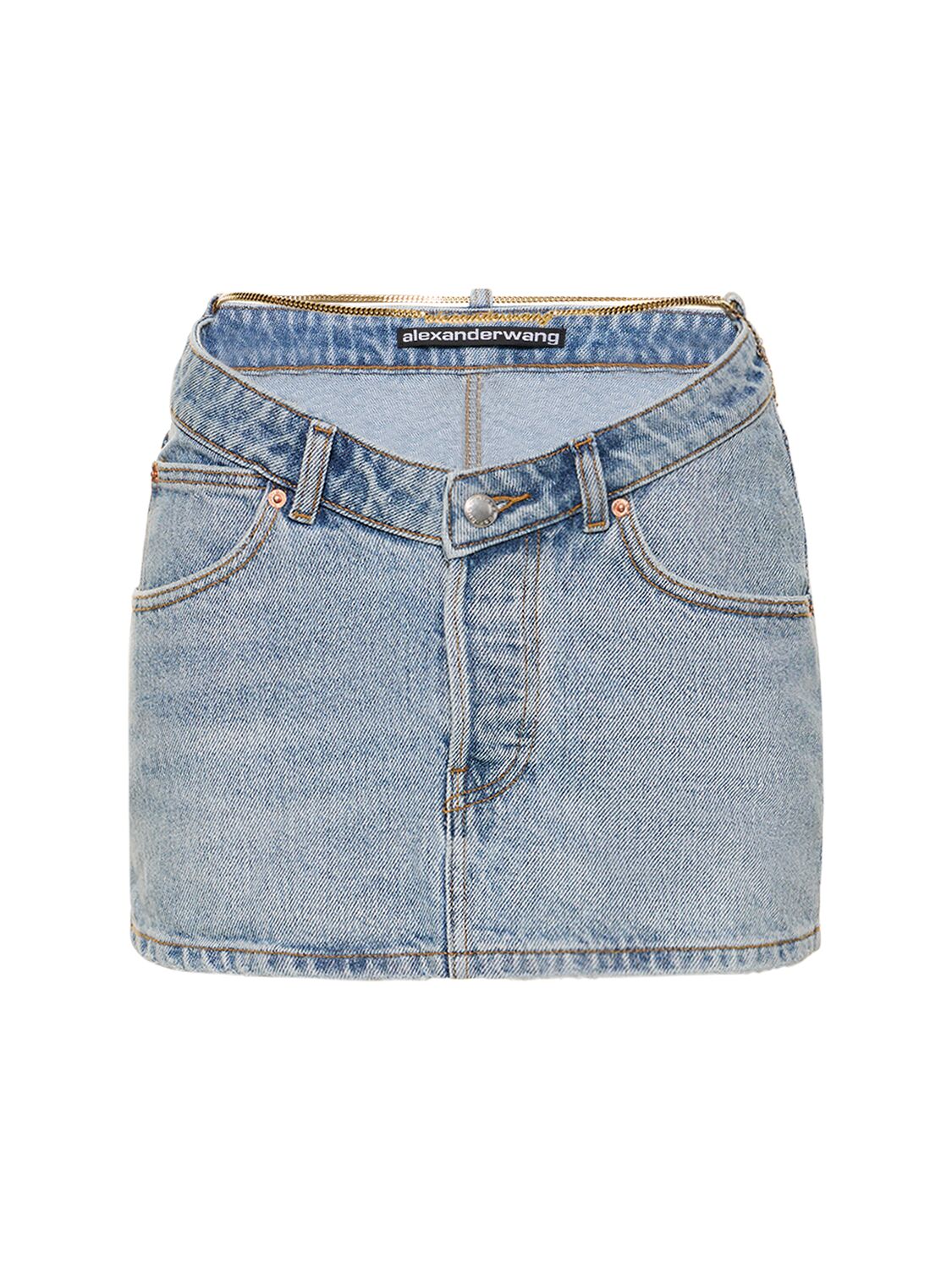 Image of V Front Denim Mini Skirt