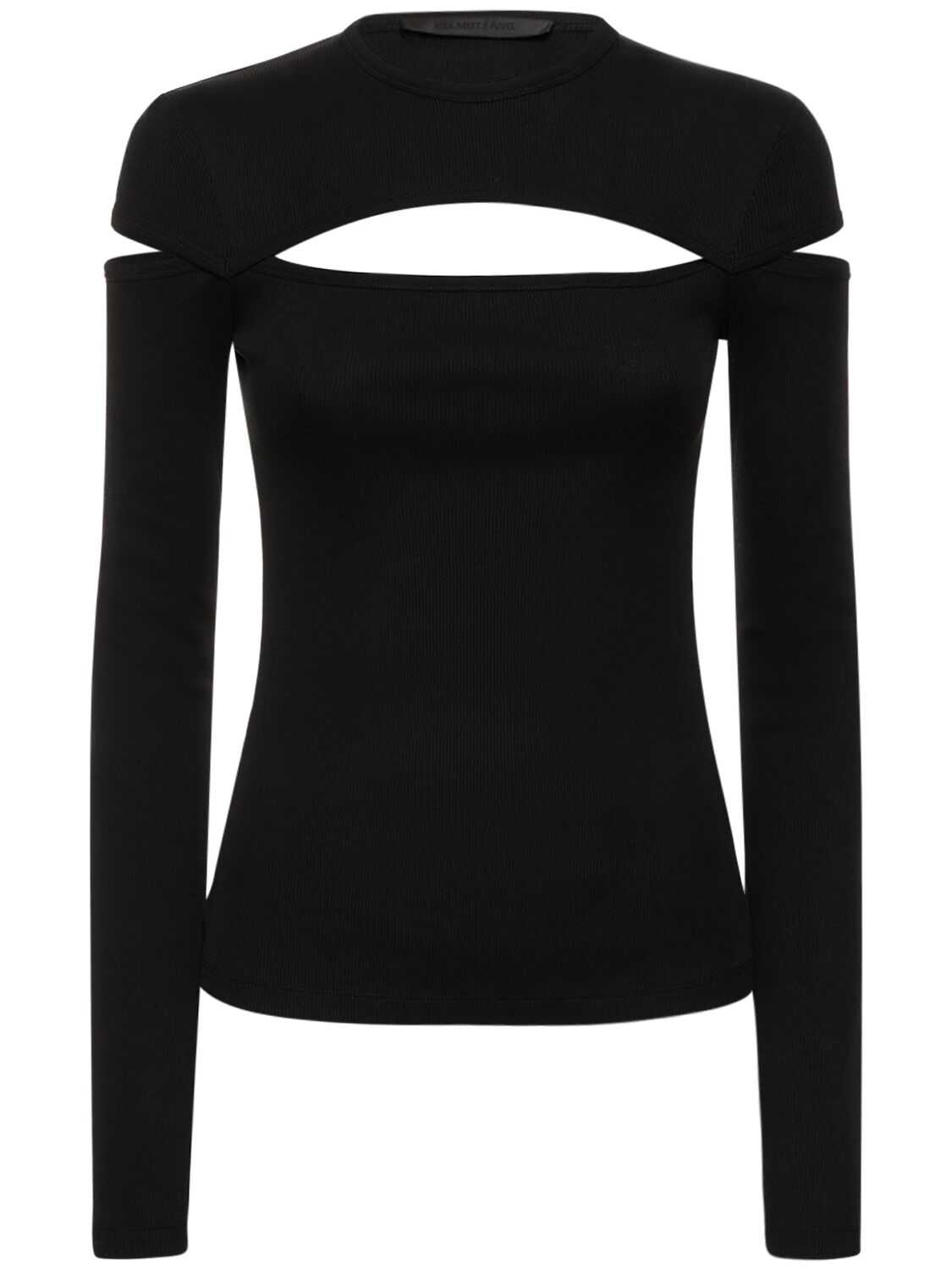 Shop Helmut Lang Slash Cotton Jersey Cutout Top In Black