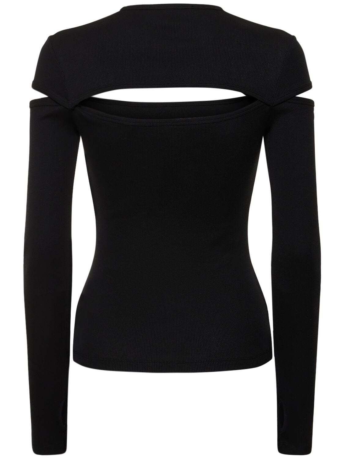 Shop Helmut Lang Slash Cotton Jersey Cutout Top In Black