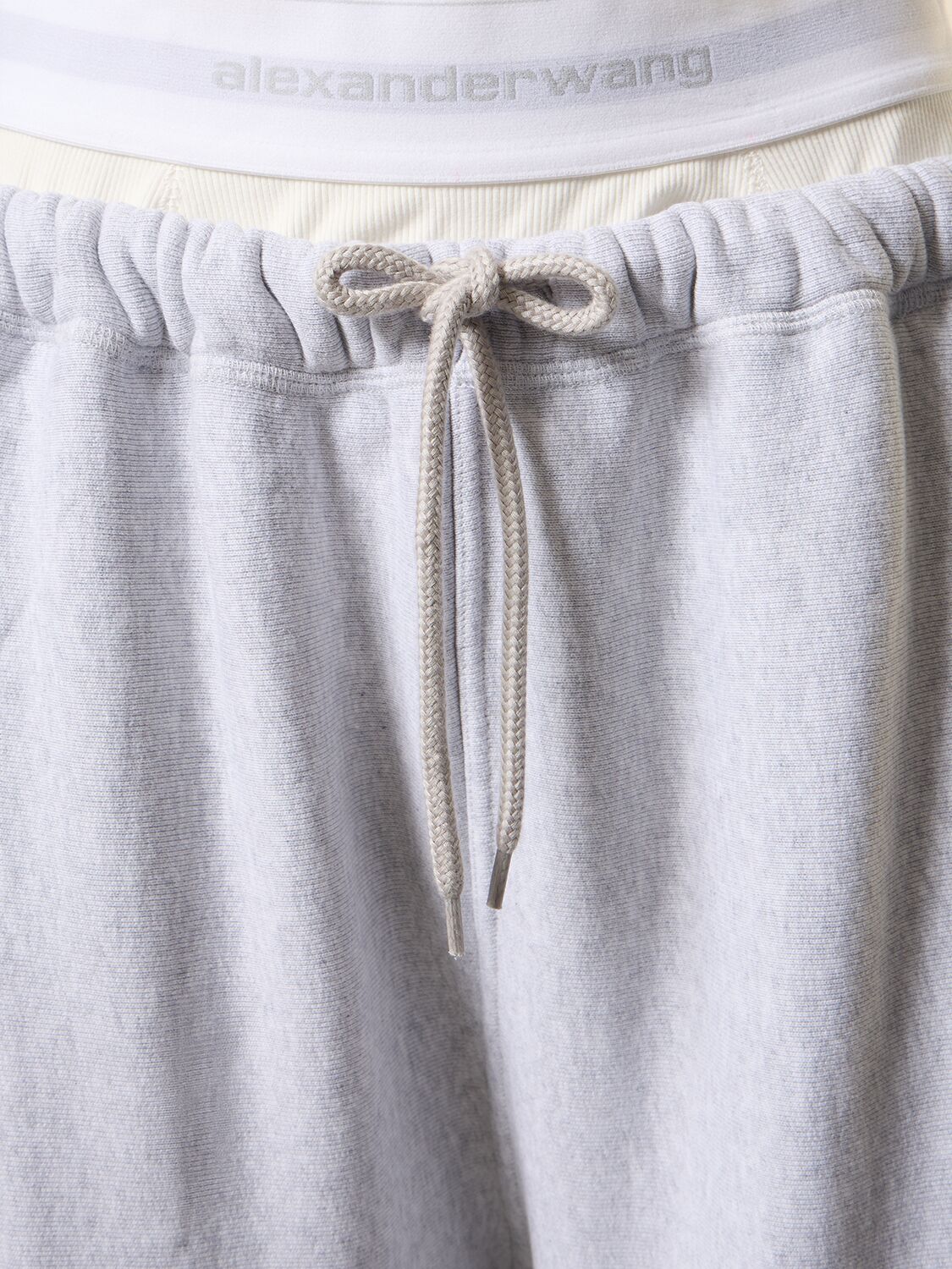 Shop Alexander Wang Wide Leg Cotton Sweatpants W/ Logo In Grey