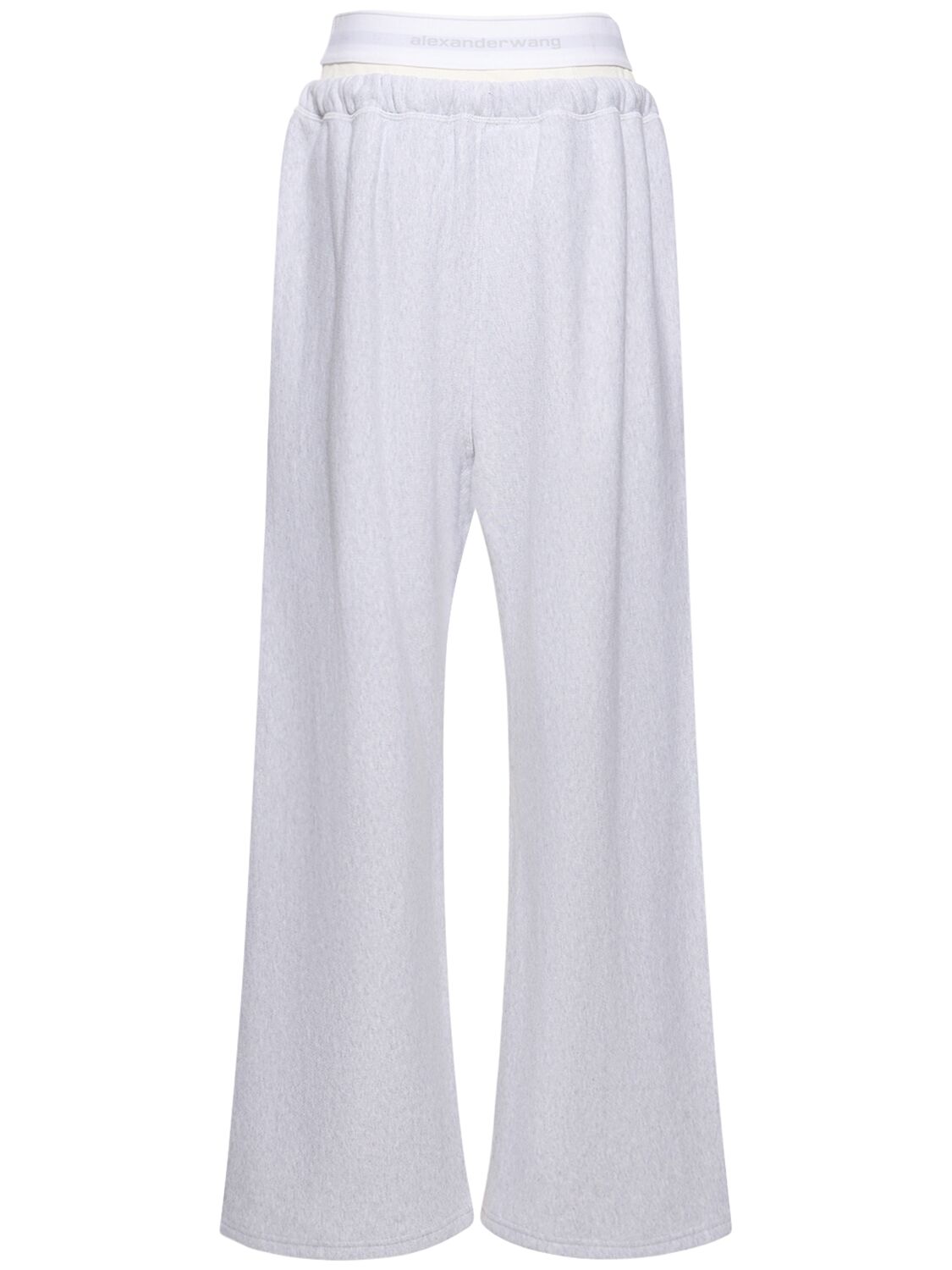 Shop Alexander Wang Wide Leg Cotton Sweatpants W/ Logo In Grey