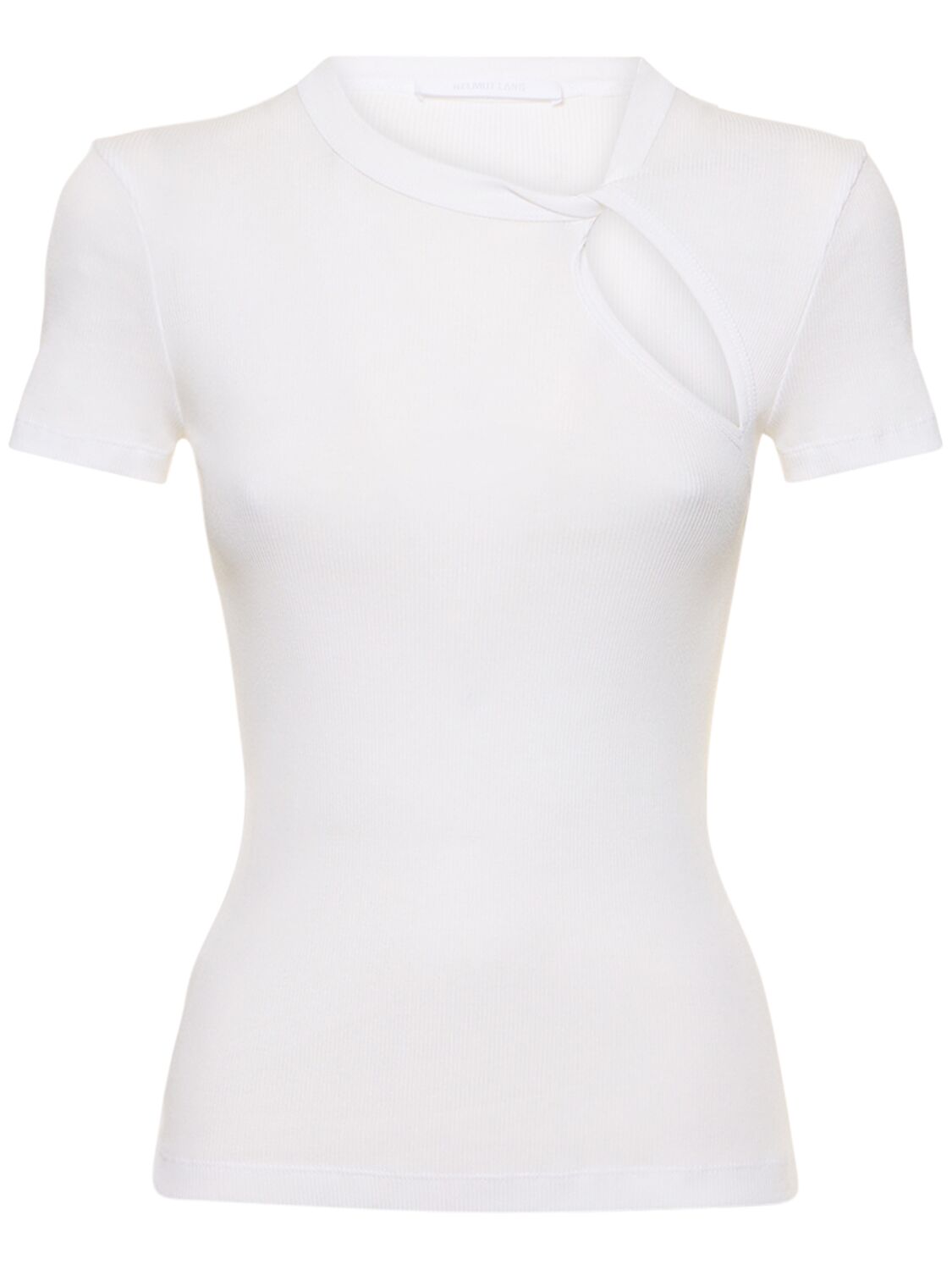 Helmut Lang Cutout Cotton Jersey T-shirt In White