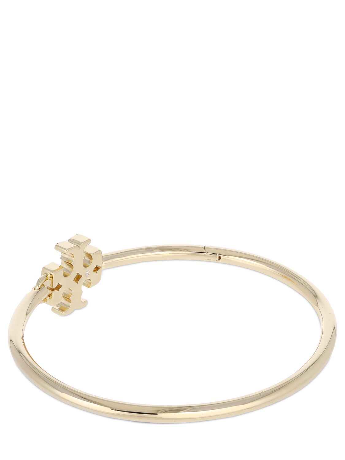 Shop Tory Burch Eleanor Crystal Pavé Hinged Cuff In Gold,crystal