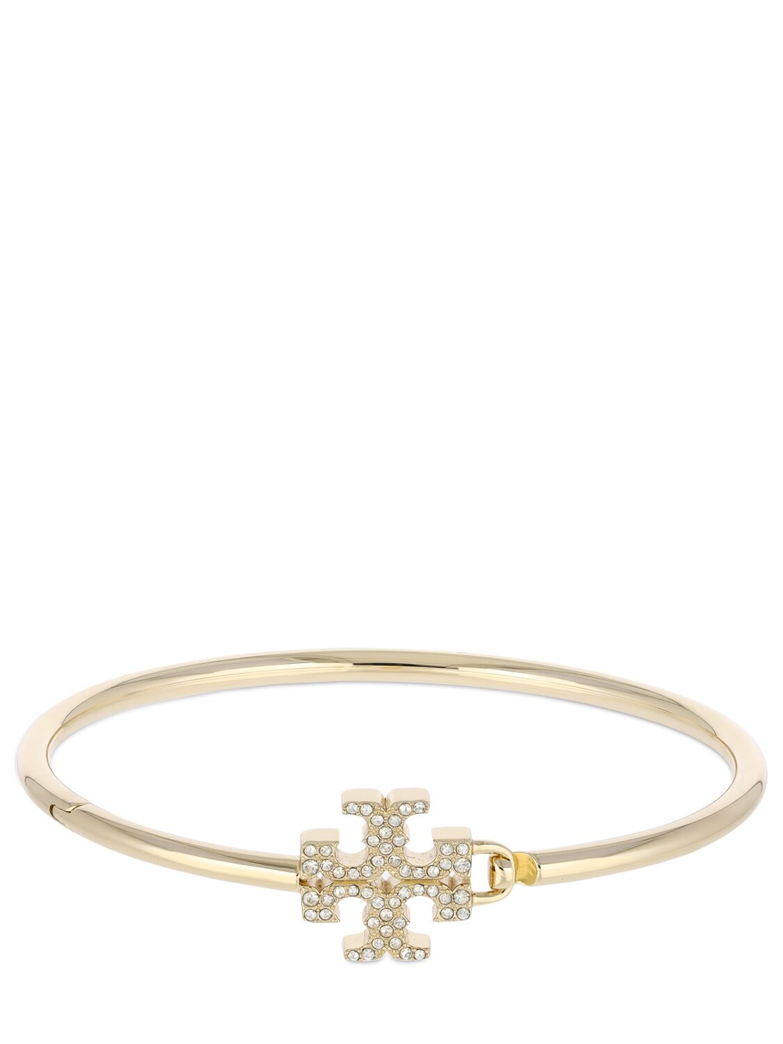 Tory Burch Eleanor Crystal Pavé Hinged Cuff In Gold,crystal