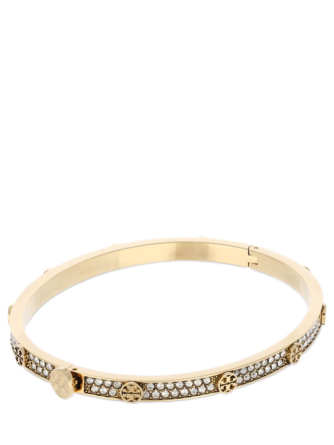 Shop Tory Burch 5mm Miller Stud Hinge Bracelet In Gold,crystal