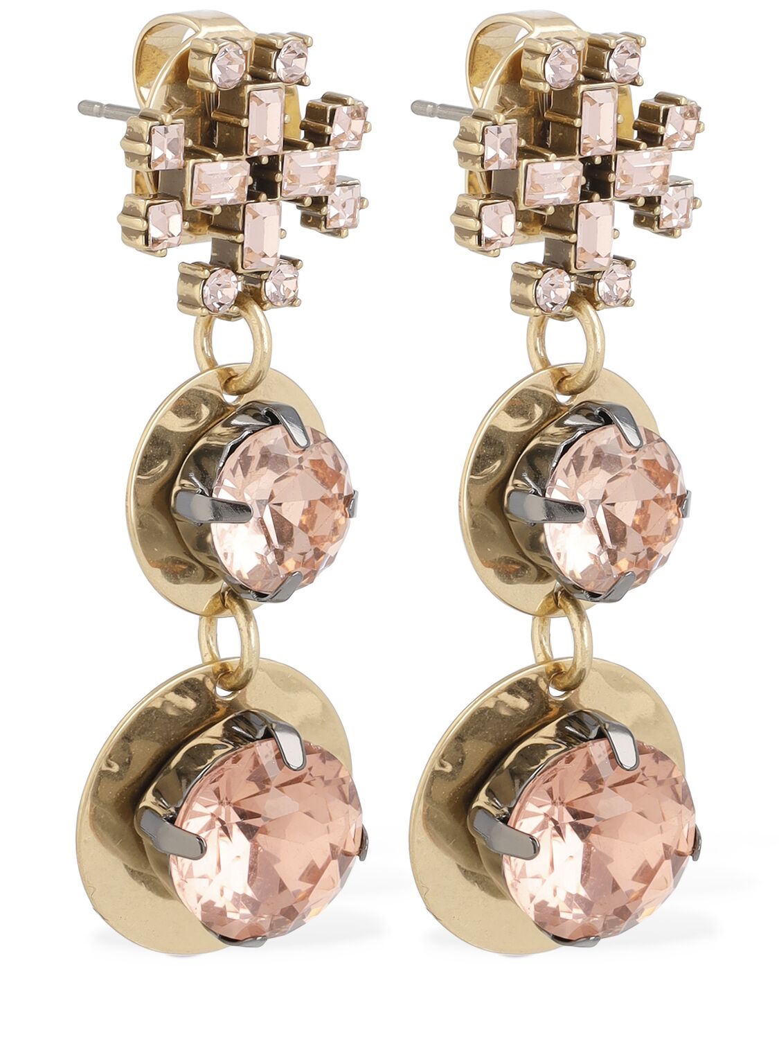 Shop Tory Burch Small Crystal Drop Earring In Pink,black