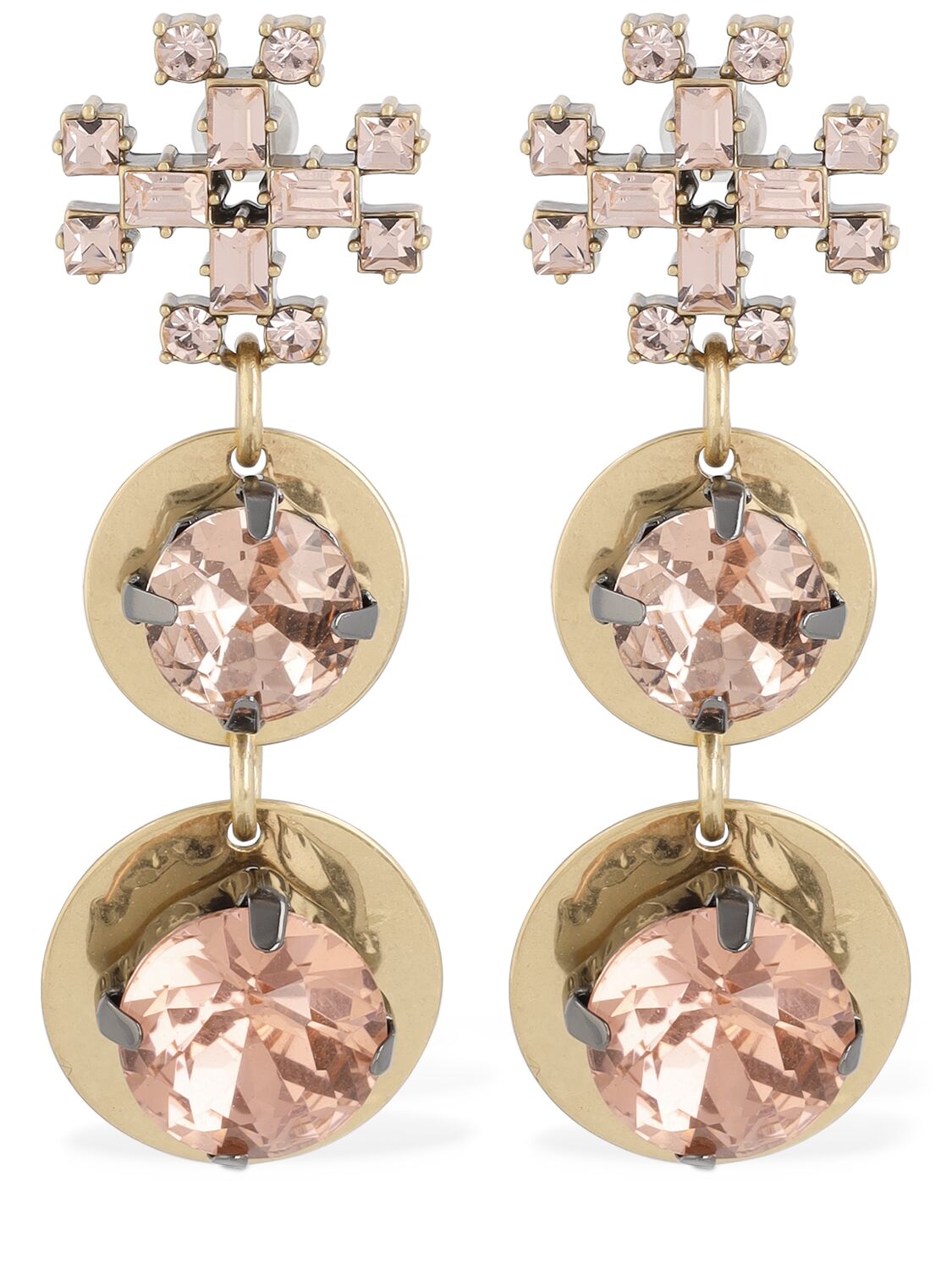 Tory Burch Small Crystal Drop Earring In Pink,black